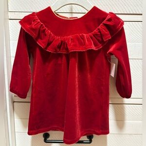 Mud Pie | NWT Red Velvet Dress with Ruffle Collar